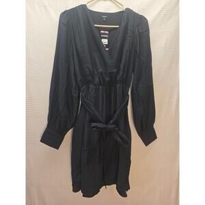 Express Wrap Dress Womens Size Small Black Surplice Front Deep Vneck